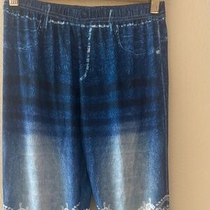 Women's  Casual floral print waist band  leg capri leggings size XXL